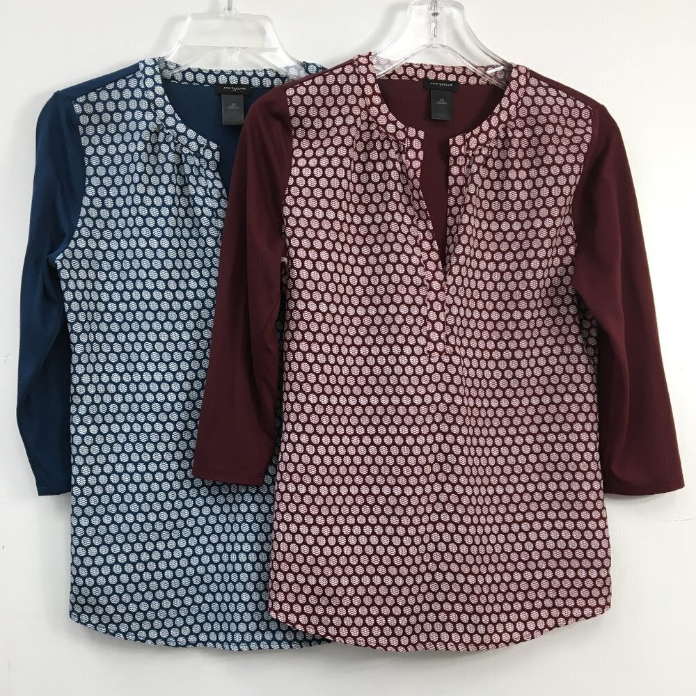 Ann Taylor Long Sleeve V-Neck Blouse Duo Size XS Excellent Condition